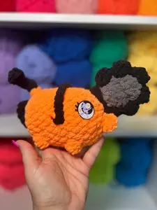 One of a kind Orange Chainsaw Pig Plush