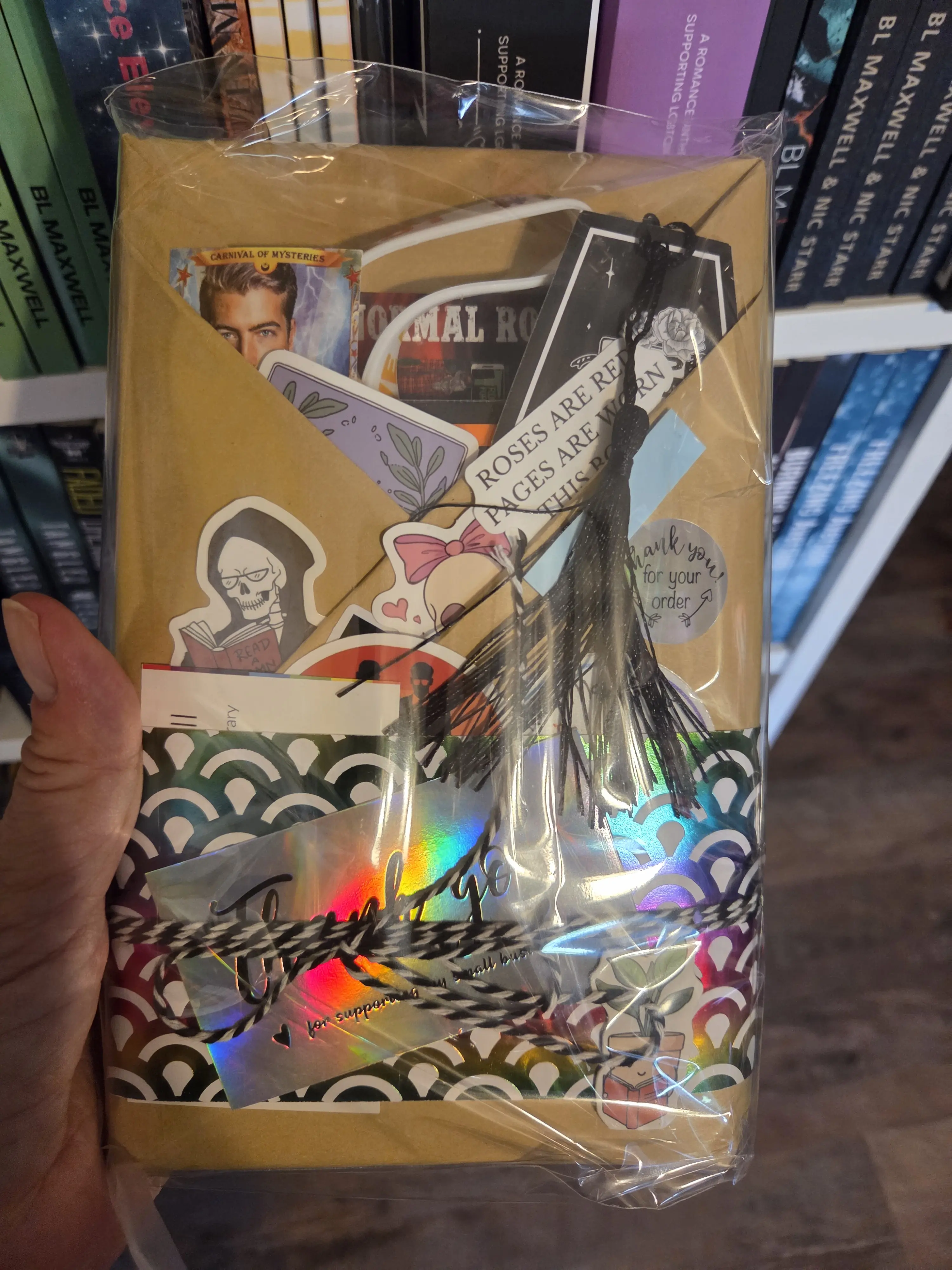 MM Paranormal Romance Blind Date Signed Individual Paperback Fiction Book with Bookmark, Stickers, and Blue Lightning Postcard for Book Lovers