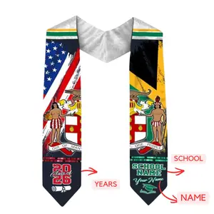 Custom Graduation Stole Class of 2026 Printed Sash, Personalized Name School Stole, Heritage Flag Style Graduation Gift