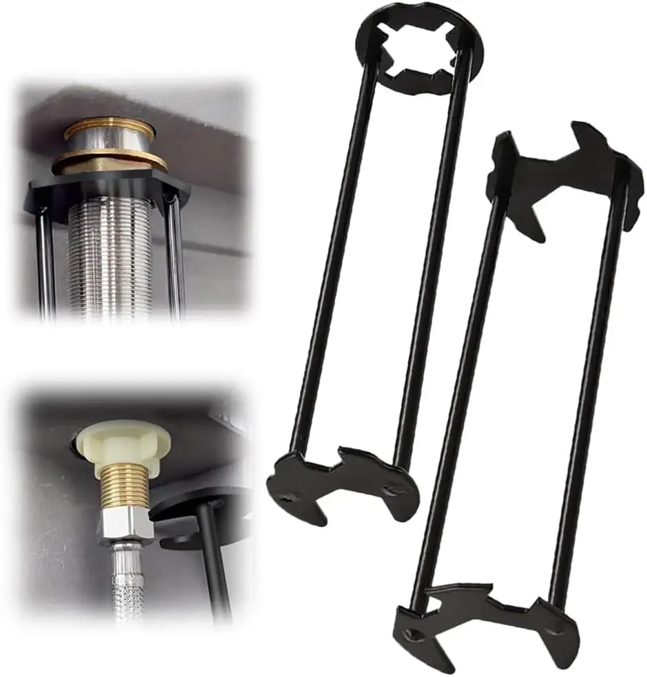 Multifunctional 2-Piece Alloy Steel Sink Wrench Set, 360° Rotation Basin and Faucet Tools, Nut-Fitting Design for DIY Tight Space Use, Two Piece Set