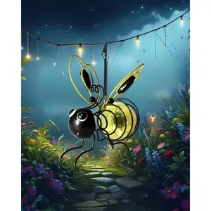 Solar-Powered Hanging Bee Light - Metal LED Outside Bugs with Bouncy Springs - Solar Fairy Lights for Outside Garden Decor Backyard Balcony Porch Spring Decoration
