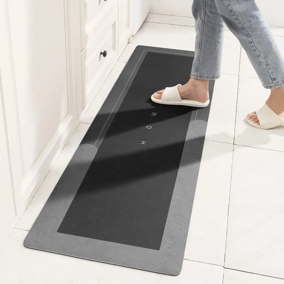 Rectangle Diatomaceous Earth Bath Mat - Fast Drying, Super Absorbent Diatomite, Drip-Resistant, Suction-Cup Design, Non-Skid Rubber Backing, Washable, Brush-Compatible, Minimalist Modern Style Bathroom Home Supply, Diatomaceous Earth Mat