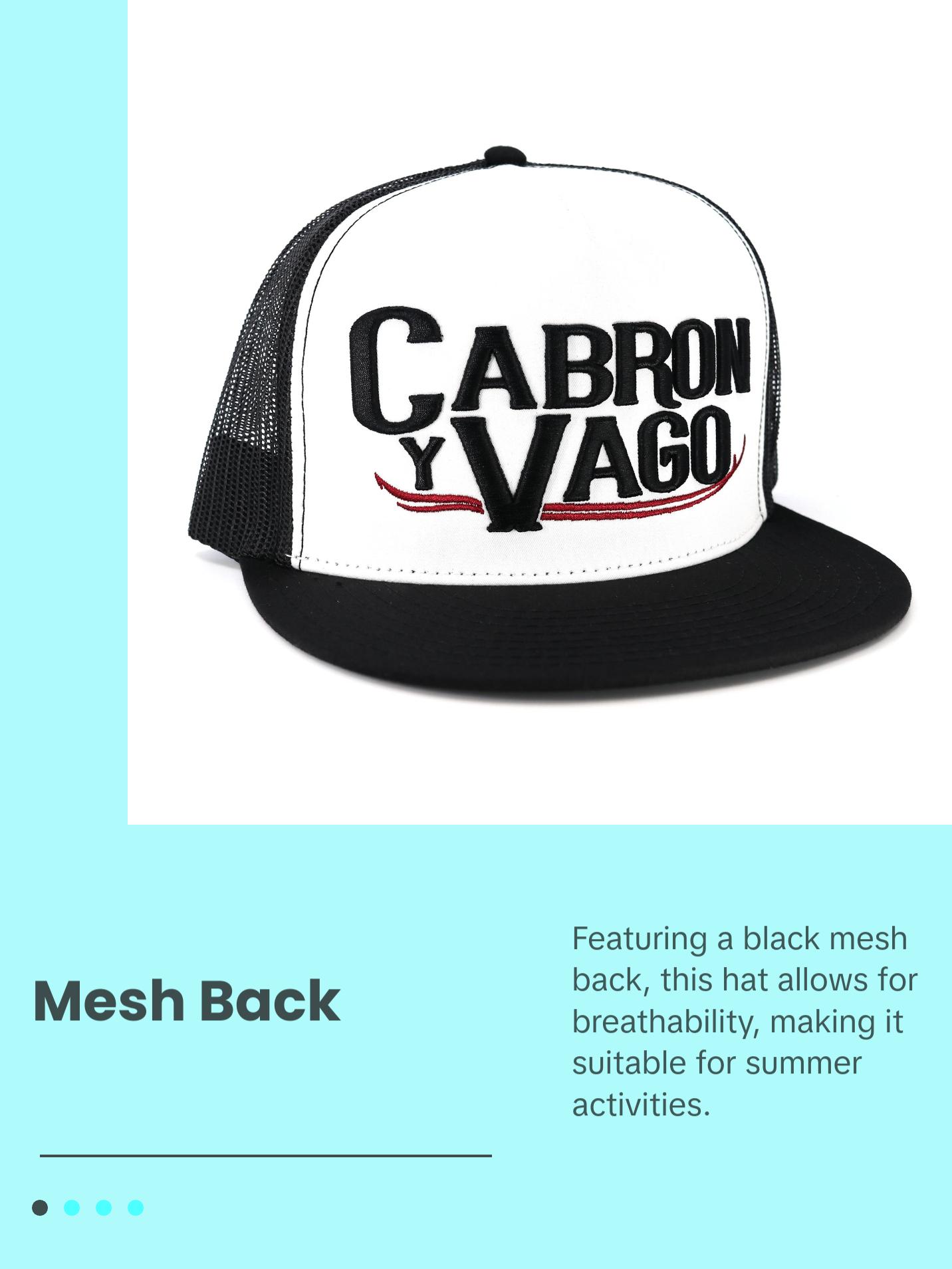 Cabron Y Vago Black/White/Black flat visor hat / gorra de visera plana