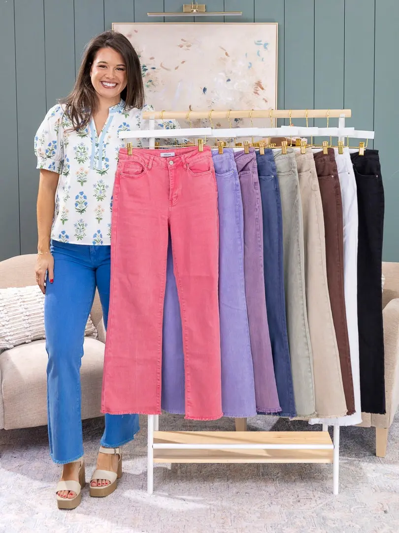 Zenana Acid Washed Frayed Raw Hem Straight Wide Pants | S-XL