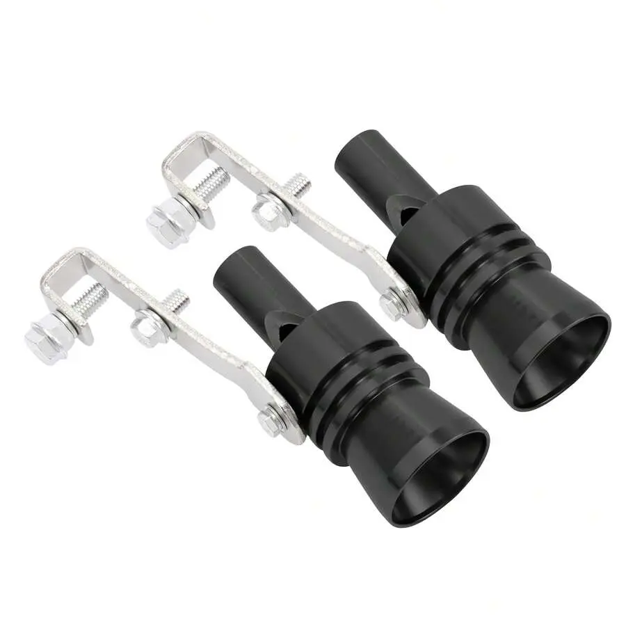 Aluminum Alloy Universal Turbo Sound Exhaust Muffler Whistle Car Roar Maker - 2PCS Black