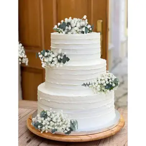 Rinlong 4Pcs Ecalyptus & Baby's Breath Cake Flowers Set