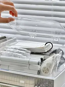 Transparent Pet Plastic Storage Box with Lid, Lightweight Rectangular Desktop Organizer, Multi-Purpose Container for Office Supplies, Cosmetics, Jewelry