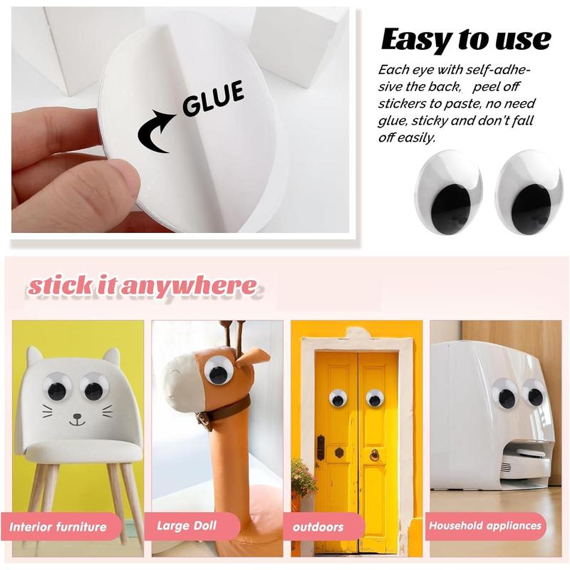 4 count Giant Googly Eyes 4 Inch Plastic Wiggle Eyes with Self Adhesive White Googly Eyes for DIY Crafts Decoration