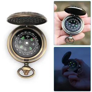 Vintage Pocket Watch Compass - Portable Outdoor Navigation Tool, Compact Emergency Survival Gear for Camping, Sailing & Hiking