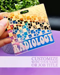 Iridescent Badge Buddy - Laser Engraved - Color Shift - 1/8 in thick acrylic