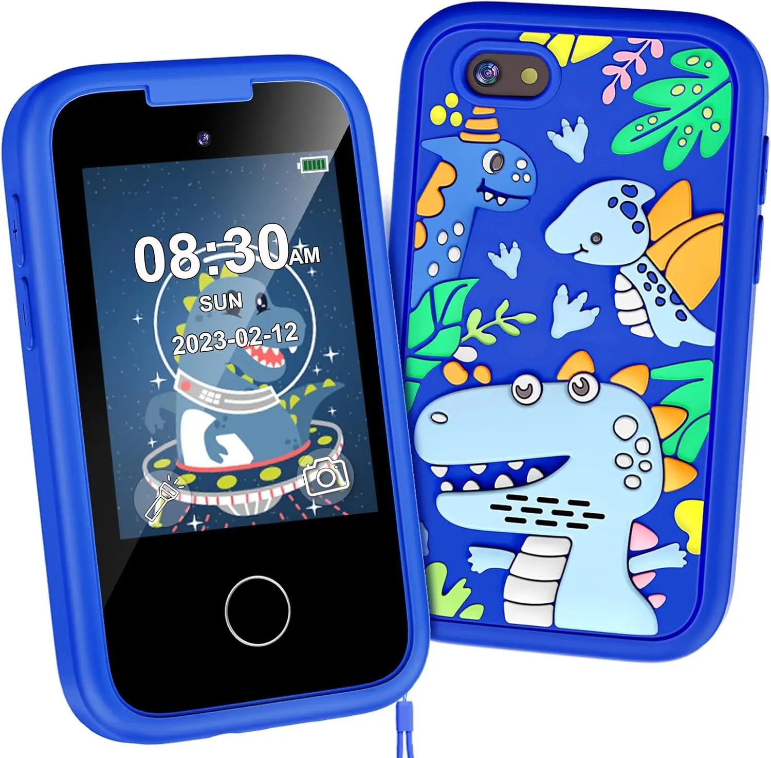Kids Smart Phone 2.8" Touch Screen Dual Camera Game Music Player 8GB Card Toddler Tablet Silicone Learning Toy for Boys Girls Age 3-9 Christmas Birthday Gifts Toddler Tablet