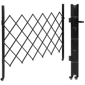 Garvee Expandable 61" x 71" Double Folding Metal Security Gate with Accordion Design, Portable Driveway & Pet Barrier with 360° Wheels and Lock, Suitable for Indoor and Outdoor Use, Extends Up to 122" Width