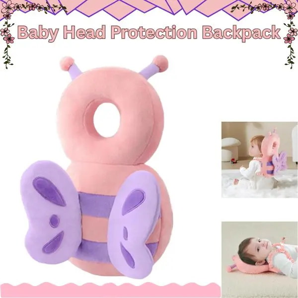 Unisex Baby Head Guard Backpack, Adjustable Toddler Safety Cushion Pad, for Crawling & Walking, Pink Baby Travel Gear