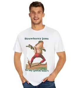 Strawberry Jams But My Glock Don't Shirt -Funny T-shirt Tshirt Tee T Tees Meme Unisex Men Women Ladies Adult Sayings