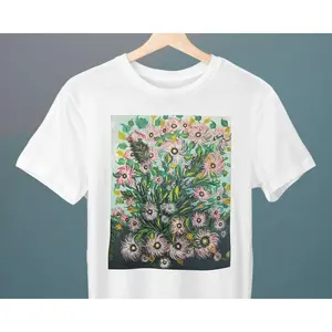 Men's floral bouquet, artistic expression, nature Graphic T-Shirt - Short Sleeve Crew Neck Regular Fit Casual Wear | Soft & Breathable Fabric, Durable Print, Everyday Comfort, Machine Washable, artistic painting, floral, fine art a vibrant floral