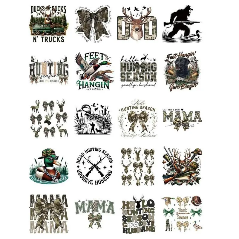 UV DTF Cup Wrap Transfer - 20 Sheets Hunting Season UV DTF Cup Wraps for 16 oz Glass Mug Cups Water Bottle, Deer And Duck Camouflage Pattern Transfers Stickers Waterproof Uvdtf Decals Crafts Gifts
