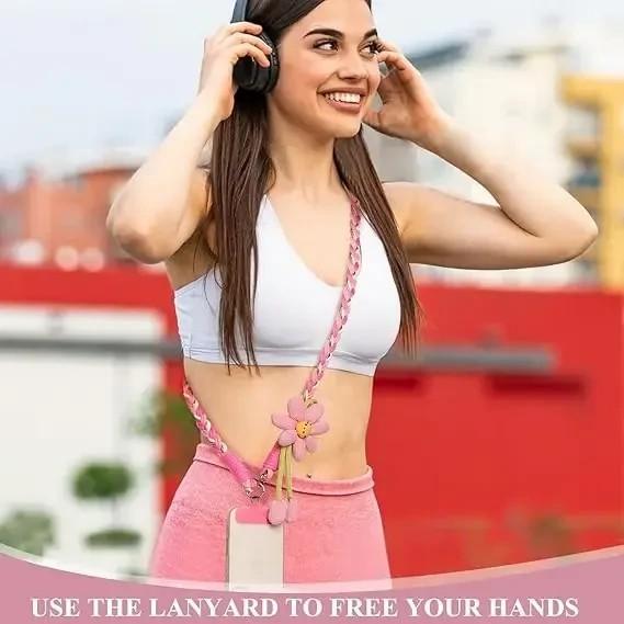 Cute Phone Lanyard Crossbody Strap, Flower Phone Lanyard for iPhone 17, Teacher Must Have Lanyard, Universal Phone Crossbody Strap, Perfect for Travel, Running, Shopping