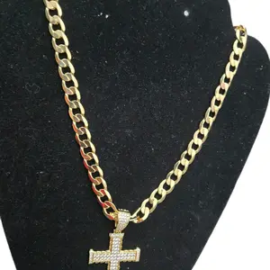 Holylegend 14K Gold-Plated Figaro Cross Chain with Jesus Christ Crucifix 24 Inches Long 6mm Wide Handcrafted Polishing Multiple Electroplating