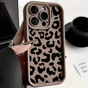 Cheetah, Leopard Print 1-Piece Set Black Matte Gradient and Leopard Print Phone Case, waterproof and shockproof, compatible with iPhone 17/16/15/14/13/12/11/X/XS/XSMAX/16E/12, 13 MINI, full-camera coverage soft TPU protective phone case.