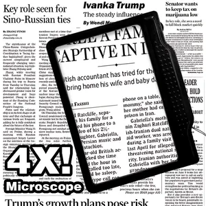 Rechargeable 4X Magnifying Glass for Reading, Ultra Bright Magnifying Glass with Light, Brightness Dimmable, Lightweight Full Page Handheld Lighted Book Magnifier for Reading Senior Elderly Low Vision