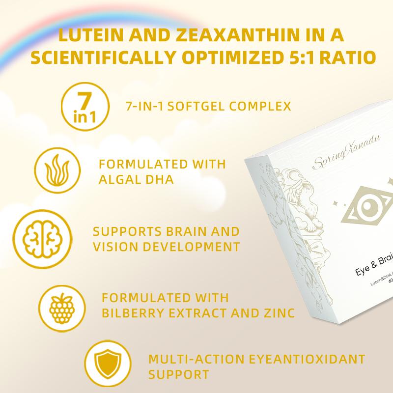 SpringXanadu Eye Health Supplement-Lutein & Zeaxanthin for Vision and brain Care - 60 Softgels to support eye health,  Fitness Supplement Healthcare Edible Dietary Optimum Blue Light Filter Dha