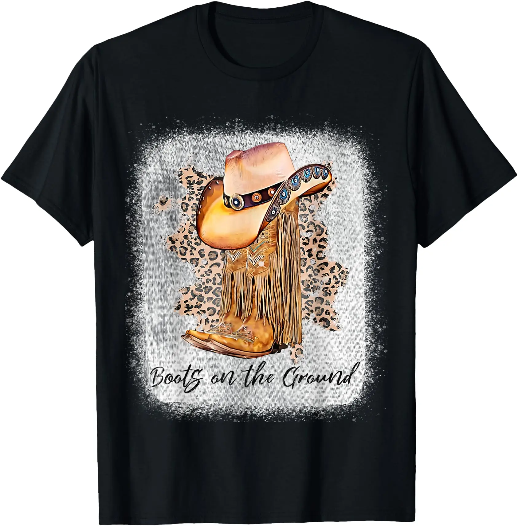Womens Mens line Dance Boots on the Ground Cowboy Cowgirl T-Shirt Classic Cotton Top
