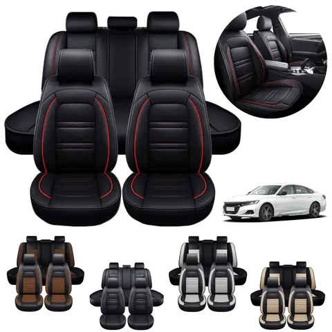 For Honda Accord 2026 2025 2024 2023 2017 2015 2014 2013 2012 2011 4 Doors 5 Seat Car Seat Cover Front Rear Cushion PU Leather Full Set Protector Anti-Slip Mat