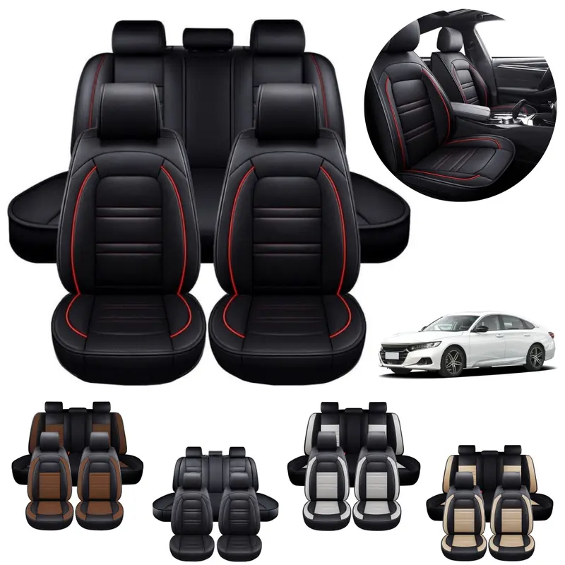 For Honda Accord 2026 2025 2024 2023 2017 2015 2014 2013 2012 2011 4 Doors 5 Seat Car Seat Cover Front Rear Cushion PU Leather Full Set Protector Anti-Slip Mat