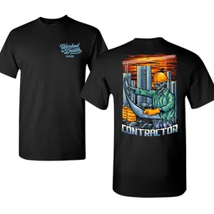 Contractor Worked To Death Graphic Shirt Funny Construction Worker Skull Tee Blue Collar Builder Humor T Shirt Jobsite Outfit, contractor shirt, construction worker tee, skull graphic shirt, blue collar work tee, builder humor shirt
