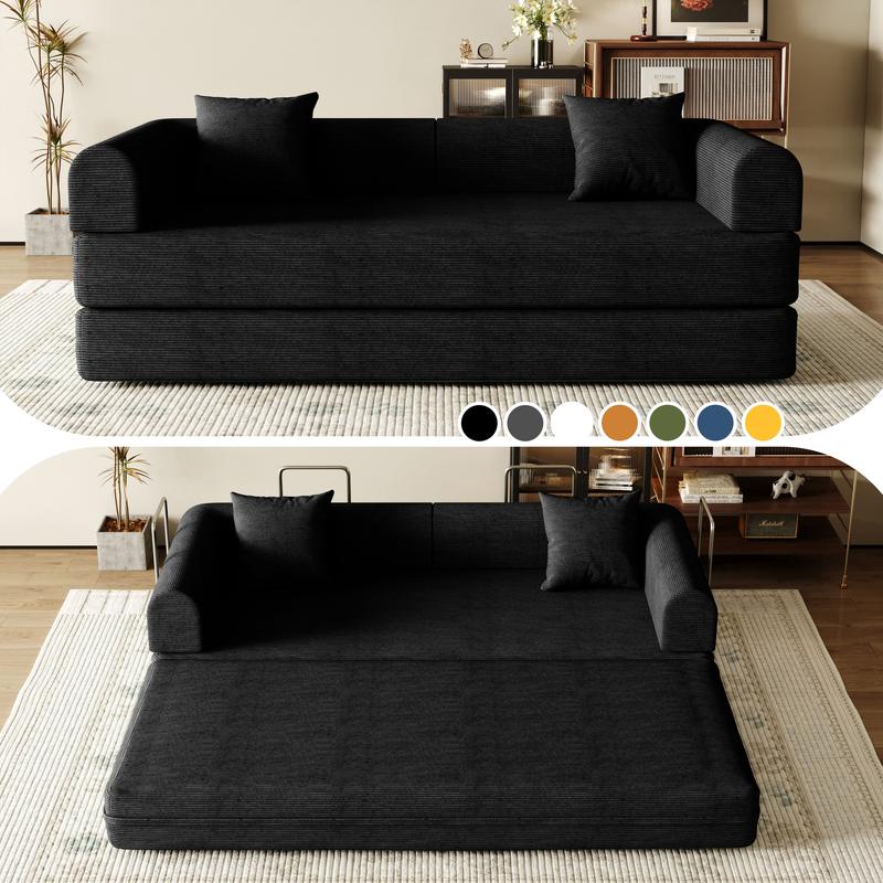 Sofa Bed 79/59/53/32 “ Foldable Deep-Seat Plush Modular boneless Sofa Single Seat No Assembly Required Suitable for Living room/Bedroom/Apartment 03BK