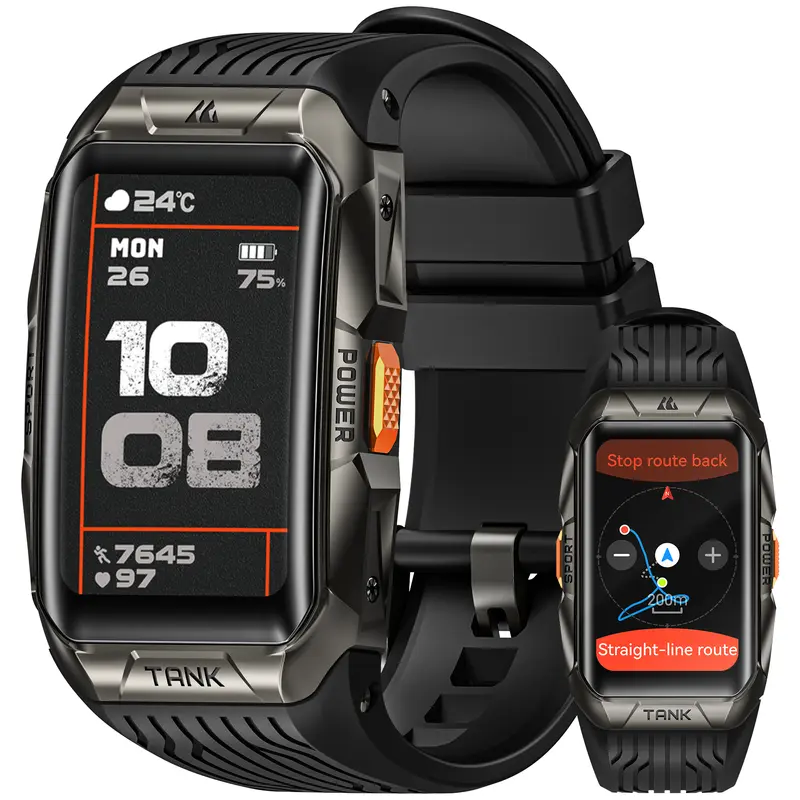 KOSPET X2 Ultra Multifunctional Smartwatch - Men's Wearable Wristwatch Device, Fitness Tracker with GPS, Calls, 15-Day Battery, 50M Waterproof, AMOLED Display, Full-Metal, Android/iOS Bluetooth Compatibility, Heart Rate Monitor, Blood Pressure Tracker