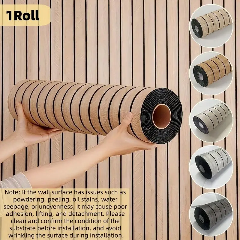 1 Roll 3D Wood Grain Wall Panel, Self-Adhesive Backing, Waterproof, Removable and Reusable, Textured Design, Easy Clean and Install, Home Decor, Interior Walls, Self Adhesive Wallpaper, Waterproof Wallpaper Film, Wall Cover