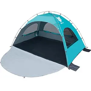 Night Cat Beach Tent Portable Camping Sun Shade Shelter for 2-4 Persons with UV Protection 3 Breathable Mesh Windows Extended Tent Floor Easy Set Up Outdoor UPF 50+ Sun Protection