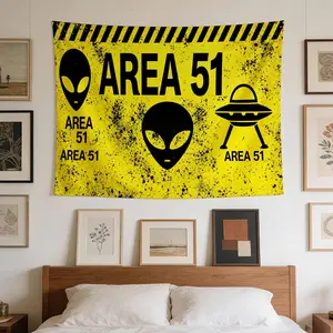 A Chic Wall Hanging Featuring an Alien-Themed Caution Sign, Ideal for Enhancing The Decor of Houses, Student Accommodations, And Bedrooms