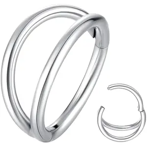Double Hoop Nose Ring 18G 16G 316L Surgical Steel Cartilage Earring Septum Jewelry Seamless Hinged Clicker Segment Ring Conch Daith Tragus Helix Rook Piercing Earring Lip Ring