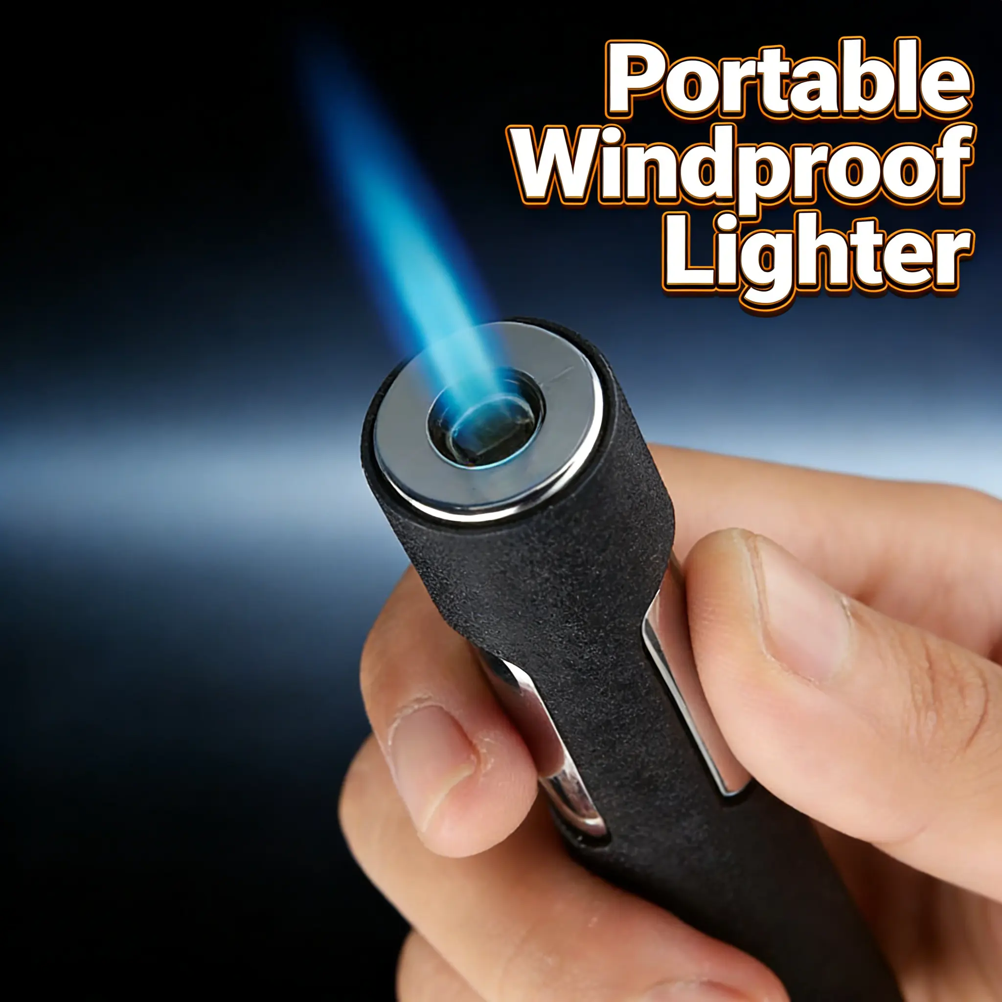 (Butane Not Included)Wind-Resistant Blue Jet Flame Torch Lighters, Push-Button Ignition, Adjustable Flame, Refillable Butane Gas Lighters for Camping, Bbq, Cooking & Outdoor Use