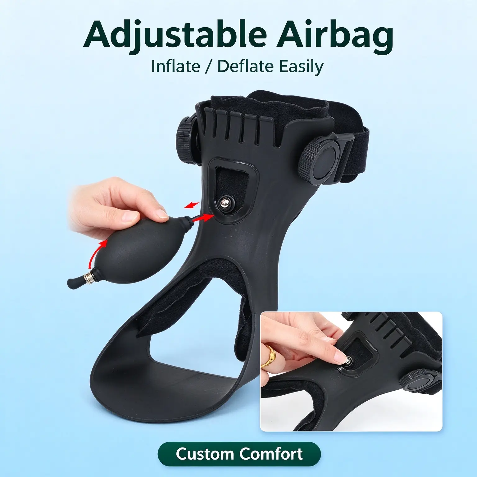 Unisex Healthcare Orthopedic Foot Support Brace - Adjustable Ankle Strap, Customizable Breathable Inflation Fit for Foot Drooping, Inversion Fixation Recovery (Sports & Outdoor Leisure Equipment for Boxing & Martial Arts)