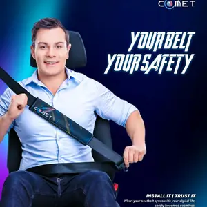 introducing the world's first LED car seat belt cover Be Seen Be Safe with Comet LED