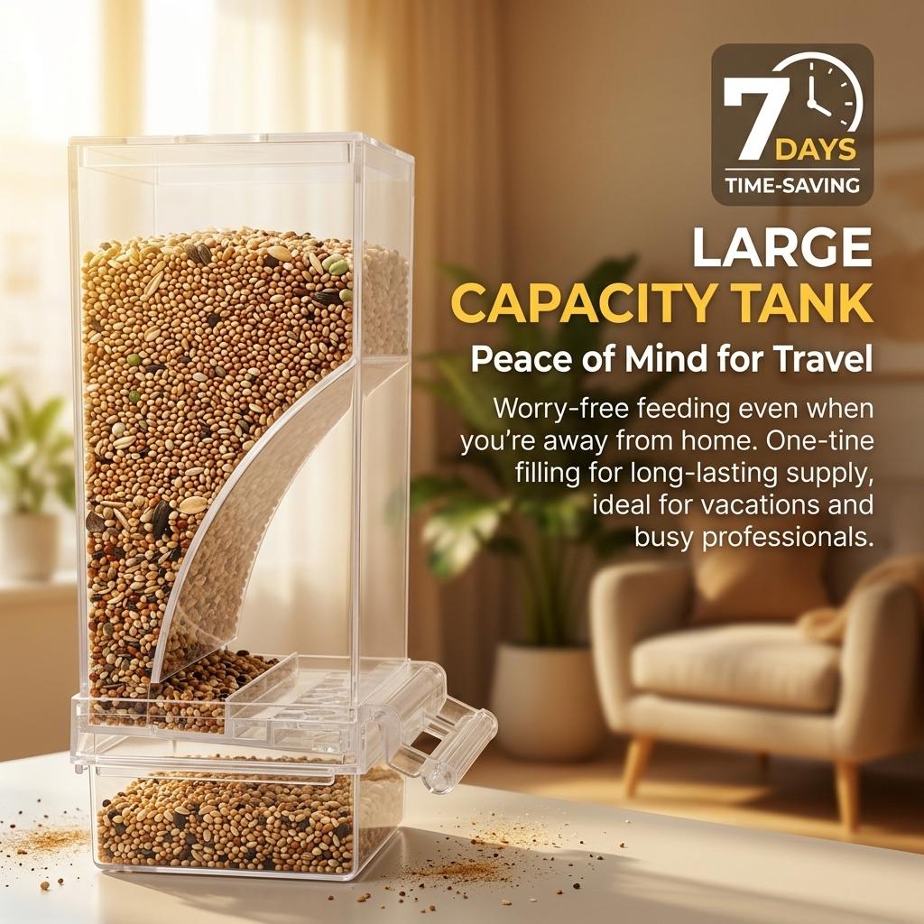 Auto Refill Bird Feeder Large Capacity Transparent Acrylic No Mess Seed Dispenser Easy Clean Pet Bird Feeder for Cage Auto Flow