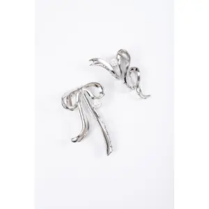 2pk Silver Swish Bow & Pearl Claw Clips