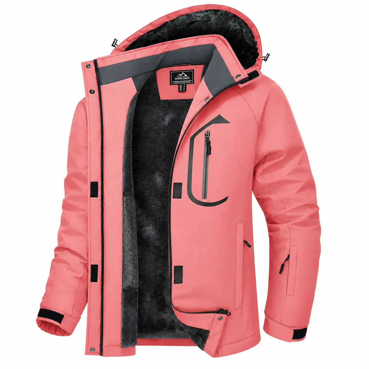 YUCOLEN Women's Hooded Full-Sleeves Ski Jacket - Waterproof Coat, Insulated Warm Winter Outerwear, Fleece Lined, Windproof, Zip Closure for Hiking & Light Outdoor Activities