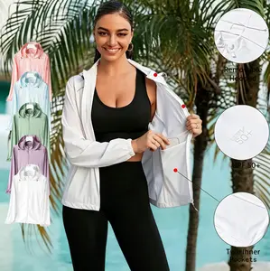 Women's UPF 50+ Sun Protection Jacket Hooded Cooling Shirt Athletic Jacket for Women with Pocket