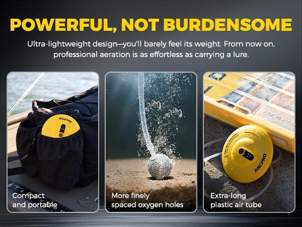 Live bait oxygen pump, IPX7 waterproof, magnetic charging, portable lightweight design, three adjustable airflow speeds, up to 20 hours battery life, suitable for outdoor fishing, emergency power outages, and live fish transport.