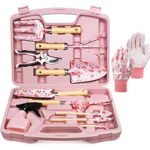 12-Piece Womens Gardening Tools Gift Set, Rust-Proof & Heavy-Duty Garden Tools with Durable Carrying Case, Fashionable & Thoughtful Gardening Gifts for Women&Men (Pink)