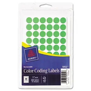 Avery 05052 Removable Self-Adhesive Color-Coding Labels - 1/2" dia. - Neon Green - 840/Pack, Ideal for Highlighting, Organizing and Pricing Tasks (Computers & Office Equipment, Office Stationery Supplies)