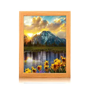 Natural Mountain National Park Sunflower Landscape Mirror, LED Art Frame, Wall or Table Decor, Birthday Gift, Three Light Colors Adjustable