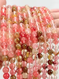 Bohemian Natural Watermelon Crystal Loose Beads - 8mm Lustrous Round Beads for Jewelry Making, DIY Necklaces, Bracelets and Earrings | Beading Supplies | DIY Hobbyists | Gift Creators | Bead Assortment