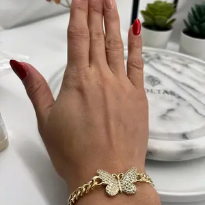 (QQ) #1    14K Gold Plated Butterfly Bracelet for Women - Luxurious Shiny Finish & Elegant Design - Perfect for Everyday Wear or Special Occasions