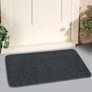 Indoor Doormat, Super Absorbs Mud Mat, Washable Non-Slip Rubber Backing Clean Door Mat for Doorways Inside Dirt Trapper Mats Shoes Scraper, 18x30 Inches Dark Gray