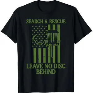 100% Cotton Search Rescue No Disc Behind Flag Frisbee Golf Men Women  T-Shirt